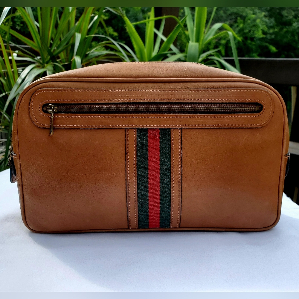 Gucci ~ Rare ~ Vintage Leather Vanity Travel Toiletries Bag Circa 1950s